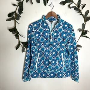 Talbots Blue Patterned 1/4 Pullover